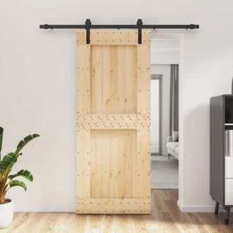 vidaXL Vidaxl - Puerta Corredera Con Herrajes Madera Maciza De Pino 85x210 Cm