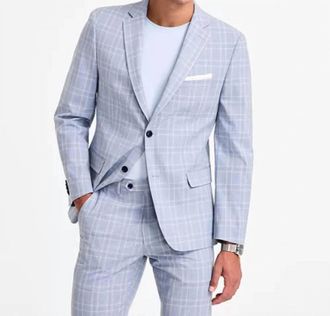 Alfani Slim-Fit Plaid Suit Jacket In Blue