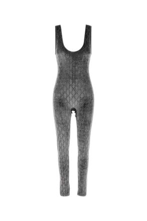 Gucci Grey Logo Scoop Neck Jumpsuit
