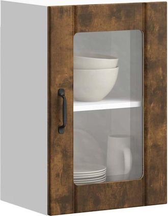 vidaXL Pensile da Cucina con Porta in Vetro Lucca Rovere Fumo - Vidaxl