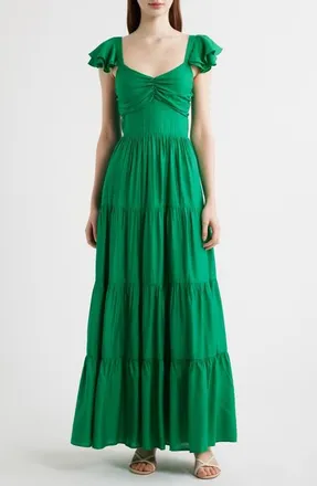 Flying Tomato Tiered Maxi Dress in Green at Nordstrom, Size Medium