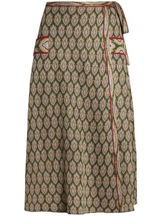 Etro Gebreide midi-wikkelrok met jacquard - Groen