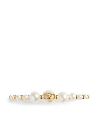 Valentino Garavani VLogo Signature tie clip - men - Faux Pearl/Gold Plated Brass - One Size
