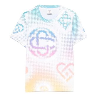 Casablanca T-Shirts, female, Multicolor, Size: M Halftone Logo Fitted Short Sleeve T-Shirt