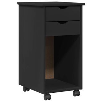 vidaXL Gabinete Rodante 34 X 39 X 65,5 Cm Pino Macizo Negro Vidaxl