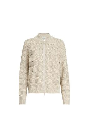 Brunello Cucinelli Dazzling braids cardigan in Beige at Nordstrom, Size Xx-Small Eu