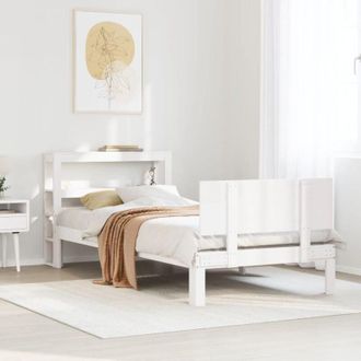 vidaXL Bed Frame with Headboard without Mattress White 90x200 cm Vidaxl