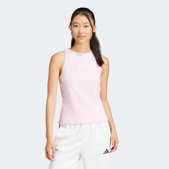 adidas Tanktop ADIDAS SPORTSWEAR W LIN SJ TK, Damen, Gr. XS, pink (clear pink, wei&szlig;), Obermaterial: 93% Baumwolle, 7% Elasthan, Rundhals, Tops Tanktop