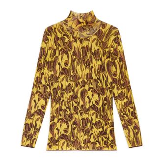 Maliparmi Turtlenecks, female, Yellow, Size: XS Printed Knit Knitwear