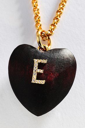 Timeless Pearly Wood Initial Pendant Necklace