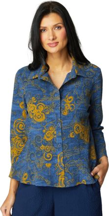Habitat Woodblock Flounce Shirt In Navy