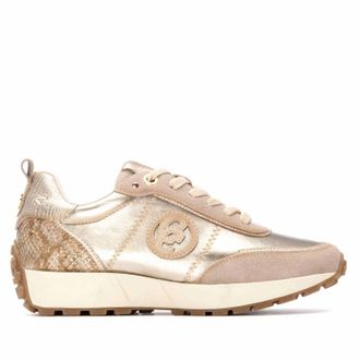 Carmela Womens Leather Lace-Up Sneakers In Beige