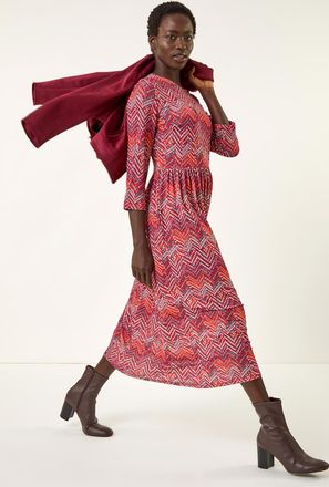 Roman Zig Zag Print Midi Dress