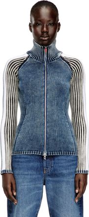 Diesel Zip-up cardigan with sporty bands - Knitwear - Woman - Multicolor