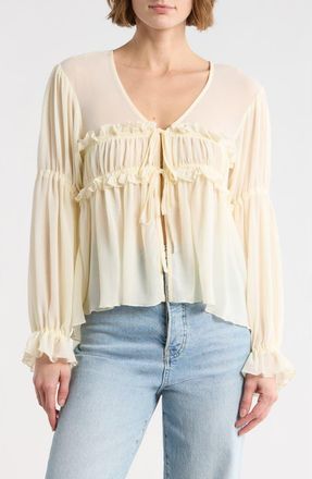 Vigoss Ruffle Babydoll Top in Creme at Nordstrom Rack, Size X-Small