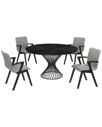 Armen Living Cirque And Varde 5Pc Round Dining Set