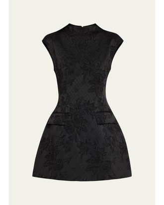 Veronica Beard Haworth Mock-Neck Jacquard Mini Dress