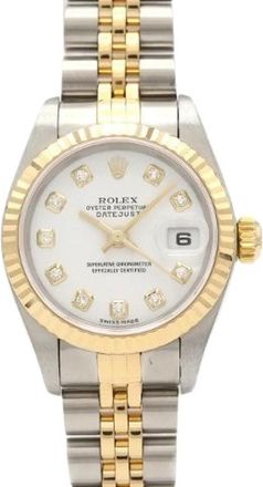 Rolex Pre-owned Datejust Roestvrij Staal Geelgoud Horloge - Dames - Vintage Horloges - Wit - ONE Size - Vintage