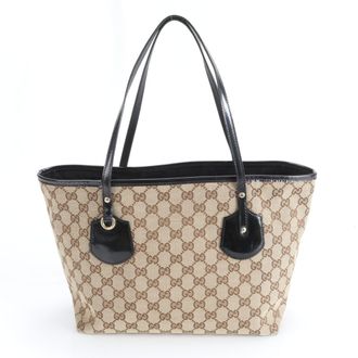 Gucci Gg Canvas Black Brown Gg Canvas Leather Shoulder Bag Tote Bag (Pre-Owned)