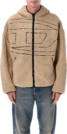 Diesel Beige Teddy Zip Hoodie Aw 25 - Heren - Jassen - Beige - L - Jassen