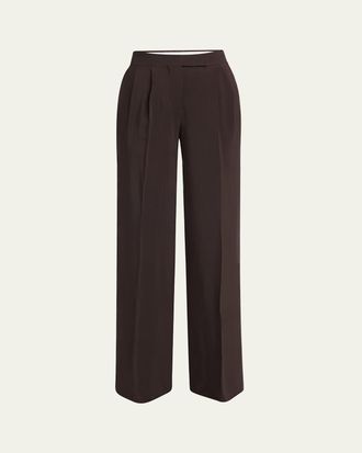 Tom Ford Pleated Viscose-Wool Wide-Leg Pants