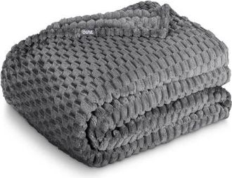 Bare Home Waffle Microplush Fleece Throw Blanket in Grey at Nordstrom