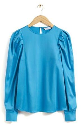 & Other Stories Pleated Shoulder Top in Blue at Nordstrom Rack, Size 12
