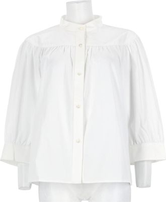 A.P.C. Natalie High-Collared Loose Organic Cotton Blouse