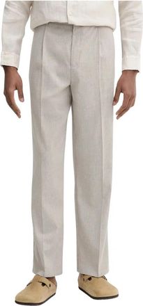 Les Deux Reece Pliss&eacute; Slub Pantalon - Heren - Straight fit broeken - Beige - W31 L32 - Katoen - Broeken