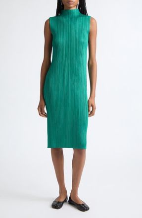 Pleats Please Issey Miyake Monthly Colors July Pleated Sleeveless Midi Dress in Fresh Green at Nordstrom, Size 5