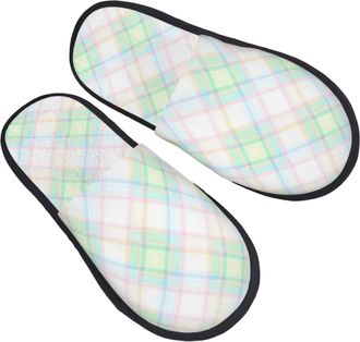 Generic Warm Mens Slipper Men Spring Pastel Plaid House Slipper Comfortable Womens Slippers for Bedroom Indoor Travel L