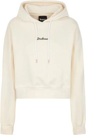 Disclaimer Witte Hooded Crop Sweatshirt - Dames - Hoodies - Beige - S - Hoodies & sweatvesten