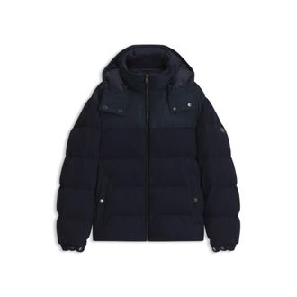 BOSS Removable-hood jacket in brushed twill