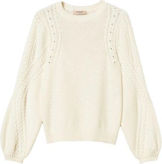 Twinset Ronde hals gebreid - Dames - Ronde hals truien - Wit - S - Truien & Vesten