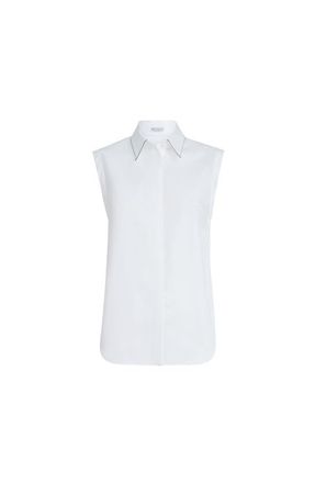 Brunello Cucinelli Stretch poplin shirt in White at Nordstrom, Size Xx-Large Eu