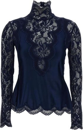 Paco Rabanne Kanten Turtleneck Top - Dames - Blouses - Blauw - L - Overhemden