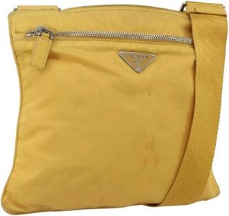Prada Pre-owned Cross Body Bags, female, Yellow, Size: ONE SIZE Pre-owned Vintage Nylon Cross Body Bag