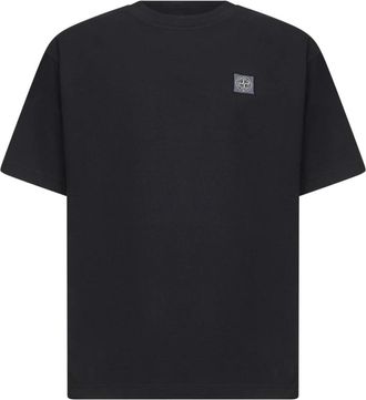 Stone Island Compass Patch Cotton Jersey T-Shirt - Heren - T-shirts - Zwart - M - Katoen - Tops