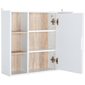 HOMCOM Homcom Armadietto Con Specchio In Truciolato E Mdf Bianco E Color Legno