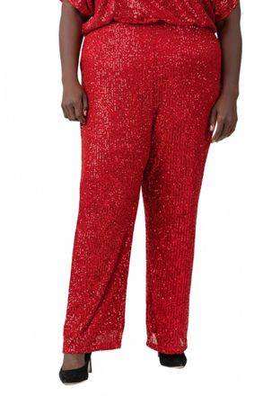 Skies Are Blue Clothing Sequin Semi Flared Pants - Plus