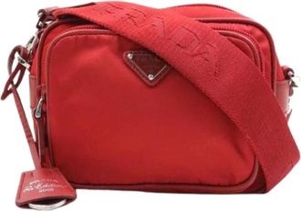Prada Pre-owned Cross Body Bags, female, Red, Size: ONE SIZE Pre-owned Nylon Cross Body Bag