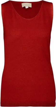 120% Lino Wool Sleeveless Top - Dames - Ronde hals truien - Rood - L - Wol - Truien & Vesten