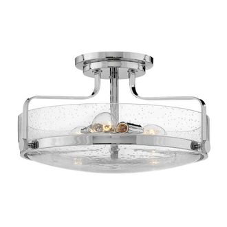 Netlighting Harper 3 Light Bowl Semi Flush Ceiling Light Polished Chrome in Grey
