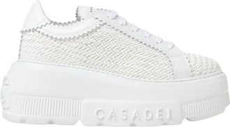 Casadei Woven Platform Sneaker - Dames - Sneakers - Wit - 40 EU - Leer - Schoenen