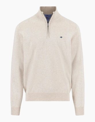 Fynch-Hatton Mens FYNCH-HATTON TROYER HALF ZIP KNITWEAR NEW OFF WHITE - Tan - Size: SIZE 2xl