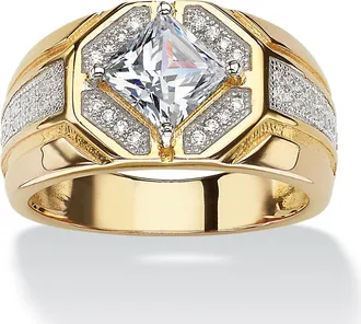 Palm Beach Jewelry Mens 1.44 TCW Cubic Zirconia Octagon Ring in 14k Gold-Plated