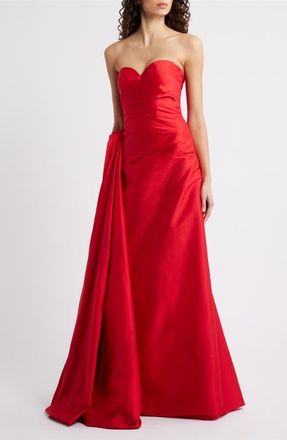 La Petite Robe Di Chiara Boni Lilya Strapless Taffeta Ballgown in Passion at Nordstrom, Size 12 Us