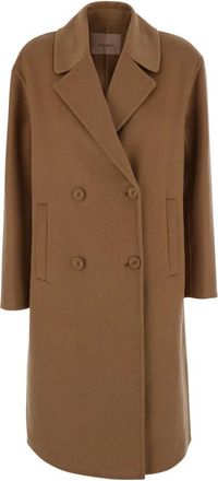 Twinset Jassen, Dames, Bruin, XL, Double-Breasted Tech Coat