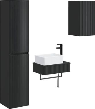 vidaXL Juego De Muebles De Ba&ntilde;o 3 Uds. Negro 33 X 34,5 X 160 Cm Vidaxl