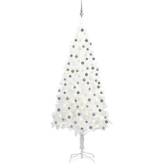 vidaXL Rbol De Navidad Preiluminado Con Luces Y Bolas Blanco 210 Cm Vidaxl